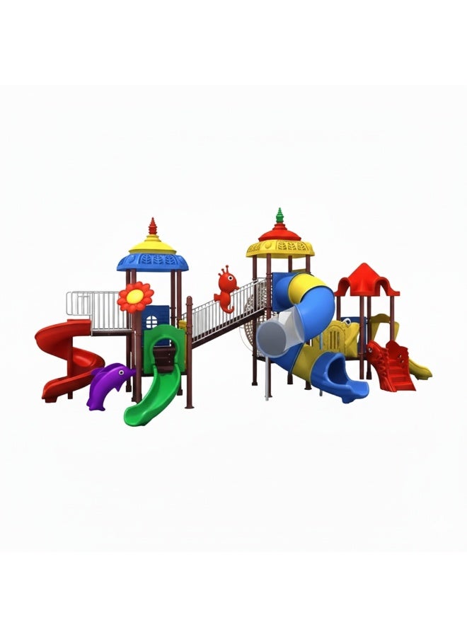 Myts Mega Playcell Kids With Slide Combo – Outdoor Playground Set with Two Decks, Slide & Swing | Durable Backyard Playset - Image 2